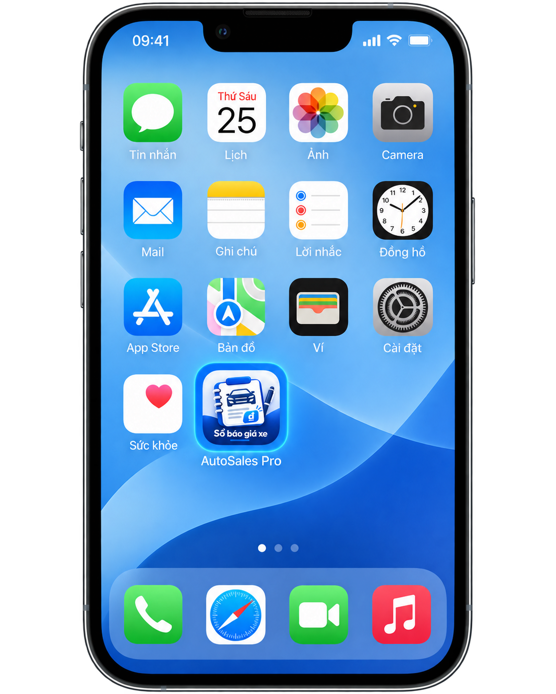 Logo AutoSales Pro xuất hiện trên màn hình chính iPhone sau khi cài